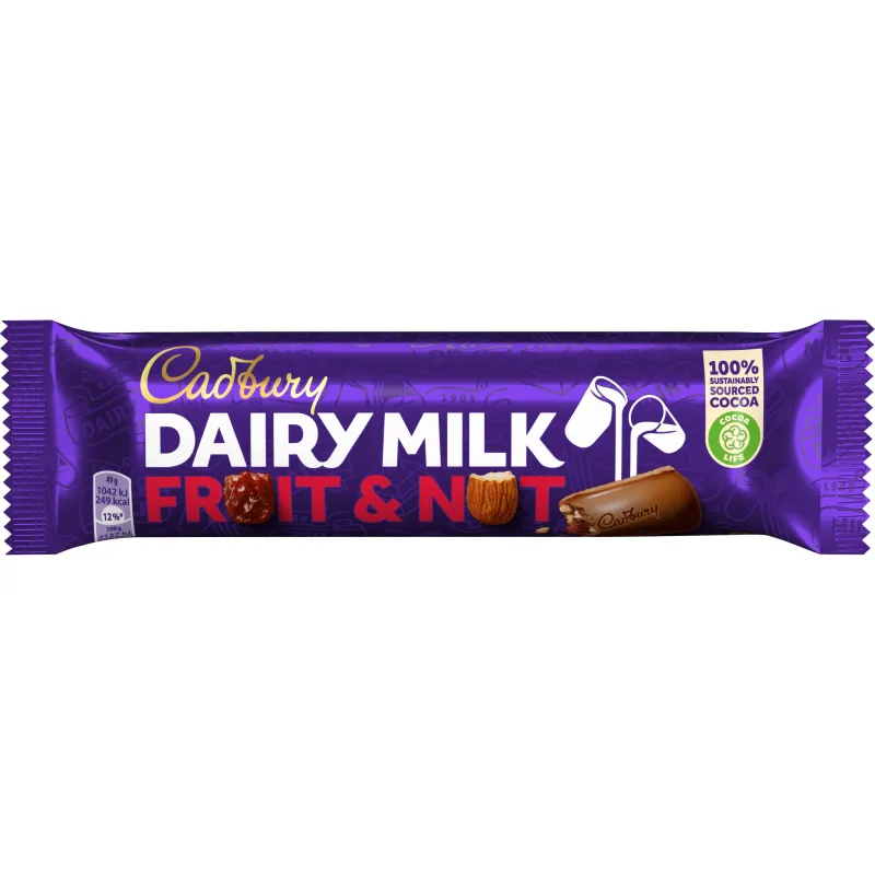 DAIRY MILK FRUIT NUT CHOCOLATE 49GR