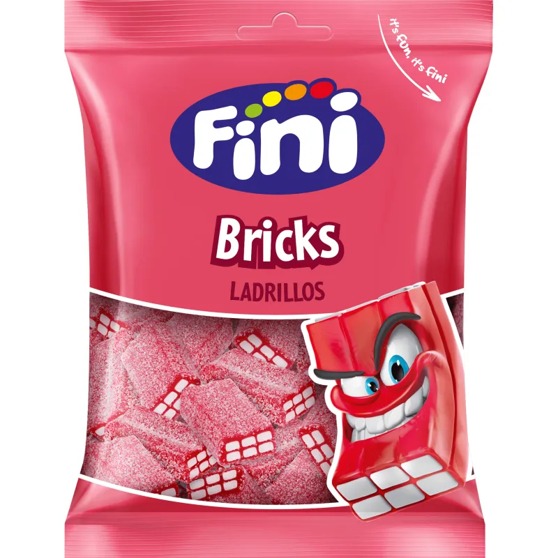 FINI GOMAS TIJOLOS MORANGO PICA 90G