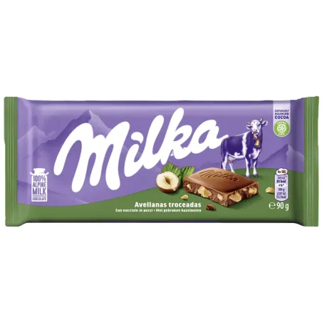 MILKA TABLETE LEITE AVELAS 90G