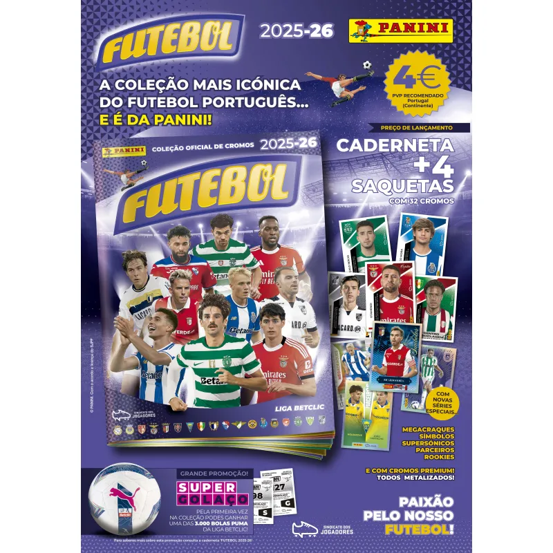 PANINI CADERNETA + CROMOS FUTEBOL 25-26 4 SAQ